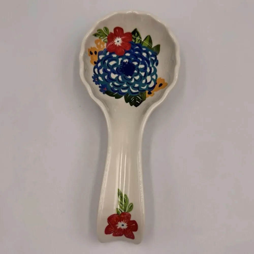 The Pioneer Woman Melamine Spoon Rest Dazzling Dahlias Floral Kitchen 8.5”